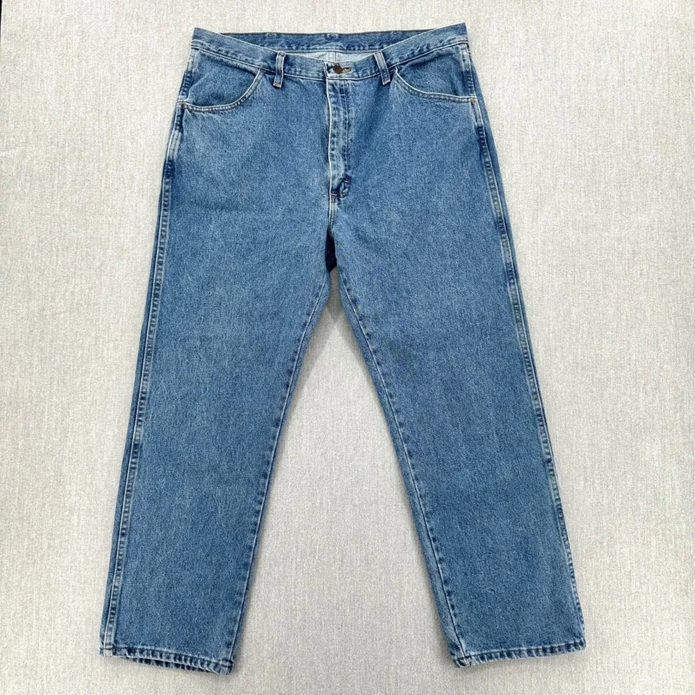 Rustler Jeans Men's 38x30 Regular Fit Straight Leg Denim‎ Blue Medium Wash